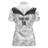 Custom New Zealand Silver Fern Football Women Polo Shirt Go Aotearoa Grunge White - Polynesian Pride