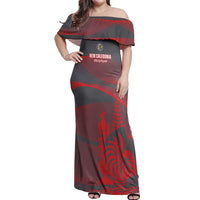Custom New Caledonia Football Off Shoulder Maxi Dress Allez Les Cagous Grey Version - Polynesian Pride