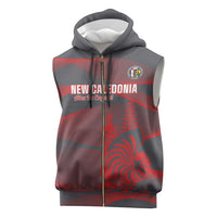 Custom New Caledonia Football Sleeveless Zip Hoodie Allez Les Cagous Grey Version LT14 Grey - Polynesian Pride