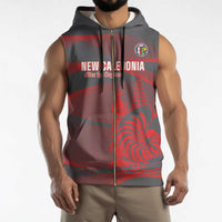Custom New Caledonia Football Sleeveless Zip Hoodie Allez Les Cagous Grey Version LT14 - Polynesian Pride