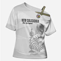 Custom New Caledonia Football Cross Shoulder Shirt Allez Les Cagous White Version - Polynesian Pride