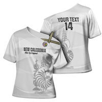Custom New Caledonia Football Cross Shoulder Shirt Allez Les Cagous White Version - Polynesian Pride