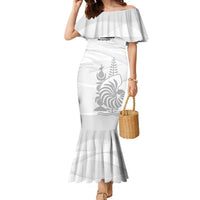 Custom New Caledonia Football Family Matching Mermaid Dress and Hawaiian Shirt Allez Les Cagous White Version - Polynesian Pride