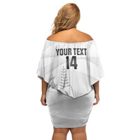 Custom New Caledonia Football Family Matching Off Shoulder Short Dress and Hawaiian Shirt Allez Les Cagous White Version - Polynesian Pride