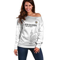 Custom New Caledonia Football Off Shoulder Sweater Allez Les Cagous White Version - Polynesian Pride