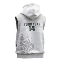 Custom New Caledonia Football Sleeveless Zip Hoodie Allez Les Cagous White Version LT14 - Polynesian Pride