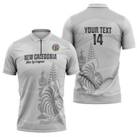 Custom New Caledonia Football Zipper Polo Shirt Allez Les Cagous White Version - Polynesian Pride