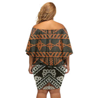Bula Fiji Tapa Off Shoulder Short Dress Fijian Masi Vintage Vibes - Polynesian Pride
