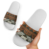 Bula Fiji Tapa Slide Sandals Fijian Masi Vintage Vibes - Polynesian Pride