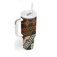 Bula Fiji Tapa Tumbler With Handle Fijian Masi Vintage Vibes - Polynesian Pride