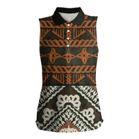 Bula Fiji Tapa Women Sleeveless Polo Shirt Fijian Masi Vintage Vibes - Polynesian Pride