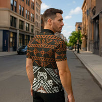 Bula Fiji Tapa Zipper Polo Shirt Fijian Masi Vintage Vibes - Polynesian Pride