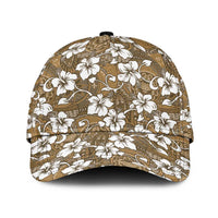 Kuvui Bula Fiji Classic Cap Fijian Tapa Seamless Hibiscus LT14 Universal Fit Brown - Polynesian Pride