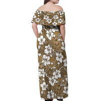 Kuvui Bula Fiji Off Shoulder Maxi Dress Fijian Tapa Seamless Hibiscus - Polynesian Pride