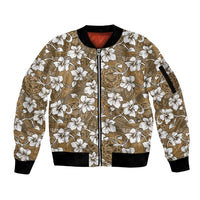 Kuvui Bula Fiji Sleeve Zip Bomber Jacket Fijian Tapa Seamless Hibiscus - Polynesian Pride