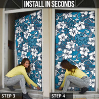 Karakarawa Bula Fiji Door Cover Fijian Tapa Seamless Hibiscus - Polynesian Pride