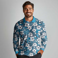 Karakarawa Bula Fiji Long Sleeve Polo Shirt Fijian Tapa Seamless Hibiscus - Polynesian Pride