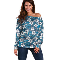 Karakarawa Bula Fiji Off Shoulder Sweater Fijian Tapa Seamless Hibiscus - Polynesian Pride