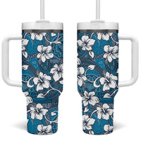 Karakarawa Bula Fiji Tumbler With Handle Fijian Tapa Seamless Hibiscus - Polynesian Pride