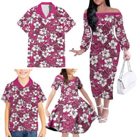 Piqi Bula Fiji Family Matching Off The Shoulder Long Sleeve Dress and Hawaiian Shirt Fijian Tapa Seamless Hibiscus - Polynesian Pride