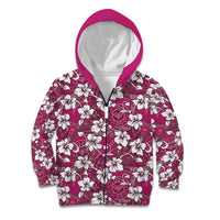 Piqi Bula Fiji Kid Hoodie Fijian Tapa Seamless Hibiscus LT14 Zip Hoodie Pink - Polynesian Pride