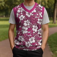 Piqi Bula Fiji Christmas Knitted V-Neck Vest Fijian Tapa Seamless Hibiscus - Polynesian Pride