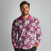 Piqi Bula Fiji Long Sleeve Polo Shirt Fijian Tapa Seamless Hibiscus - Polynesian Pride