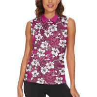 Piqi Bula Fiji Women Sleeveless Polo Shirt Fijian Tapa Seamless Hibiscus - Polynesian Pride