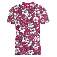 Piqi Bula Fiji Women V-Neck T-Shirt Fijian Tapa Seamless Hibiscus - Polynesian Pride