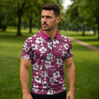 Piqi Bula Fiji Zipper Polo Shirt Fijian Tapa Seamless Hibiscus - Polynesian Pride