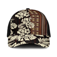 Bula Fiji Masi Baseball Net Cap Tapa Tropical Hibiscus Half Stylized - Polynesian Pride