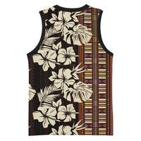 Bula Fiji Masi Basketball Jersey Tapa Tropical Hibiscus Half Stylized - Polynesian Pride