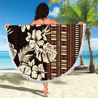 Bula Fiji Masi Beach Blanket Tapa Tropical Hibiscus Half Stylized - Polynesian Pride