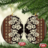 Bula Fiji Masi Ceramic Ornament Tapa Tropical Hibiscus Half Stylized - Polynesian Pride