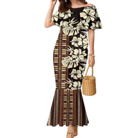 Bula Fiji Masi Family Matching Mermaid Dress and Hawaiian Shirt Tapa Tropical Hibiscus Half Stylized - Polynesian Pride