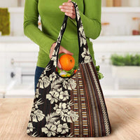 Bula Fiji Masi Grocery Bag Tapa Tropical Hibiscus Half Stylized - Polynesian Pride