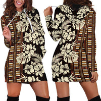 Bula Fiji Masi Hoodie Dress Tapa Tropical Hibiscus Half Stylized - Polynesian Pride