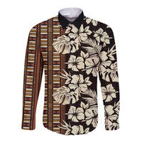 Bula Fiji Masi Long Sleeve Button Shirt Tapa Tropical Hibiscus Half Stylized - Polynesian Pride