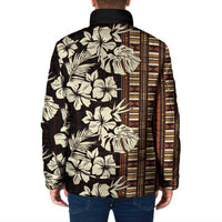 Bula Fiji Masi Padded Jacket Tapa Tropical Hibiscus Half Stylized - Polynesian Pride