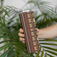 Bula Fiji Masi Skinny Tumbler Tapa Tropical Hibiscus Half Stylized - Polynesian Pride