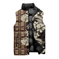 Bula Fiji Masi Sleeveless Puffer Jacket Tapa Tropical Hibiscus Half Stylized - Polynesian Pride