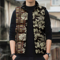 Bula Fiji Masi Sleeveless Puffer Jacket Tapa Tropical Hibiscus Half Stylized - Polynesian Pride