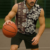 Bula Fiji Masi Sleeveless Zip Hoodie Tapa Tropical Hibiscus Half Stylized - Polynesian Pride