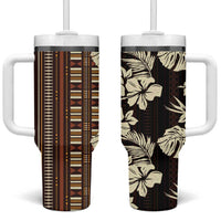 Bula Fiji Masi Tumbler With Handle Tapa Tropical Hibiscus Half Stylized - Polynesian Pride