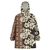 Bula Fiji Masi Wearable Blanket Hoodie Tapa Tropical Hibiscus Half Stylized - Polynesian Pride