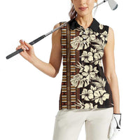 Bula Fiji Masi Women Sleeveless Polo Shirt Tapa Tropical Hibiscus Half Stylized - Polynesian Pride