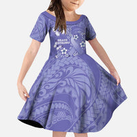Polynesia Stomach Cancer Awareness Family Matching Long Sleeve Bodycon Dress and Hawaiian Shirt Periwinkle Ribbon Brave Strong!