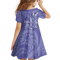 Polynesia Stomach Cancer Awareness Family Matching Long Sleeve Bodycon Dress and Hawaiian Shirt Periwinkle Ribbon Brave Strong!