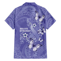 Polynesia Stomach Cancer Awareness Family Matching Long Sleeve Bodycon Dress and Hawaiian Shirt Periwinkle Ribbon Brave Strong!