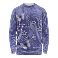 Polynesia Stomach Cancer Awareness Long Sleeve Shirt Periwinkle Ribbon Brave Strong! LT14 Unisex Periwinkle - Polynesian Pride